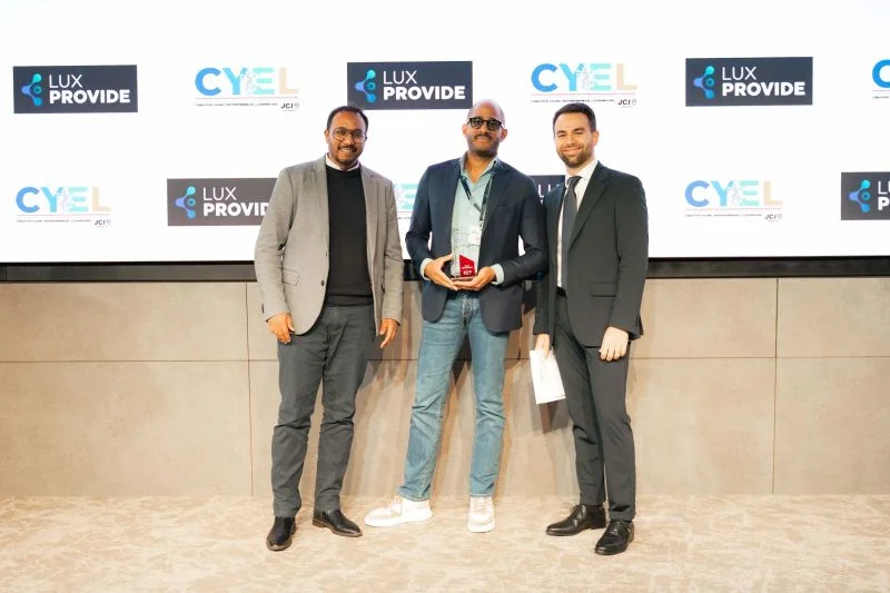The Fynd team receiving the CYEL 2025 award in Luxembourg